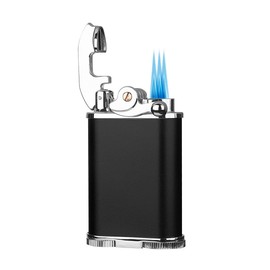 Visol Retro Butane Torch Lighter Triple Flame Refillable Gas Lighter, Built-in Cutter, Detachable Poker and Windproof Adjustable Flame Lighter (Ships Without Butane)