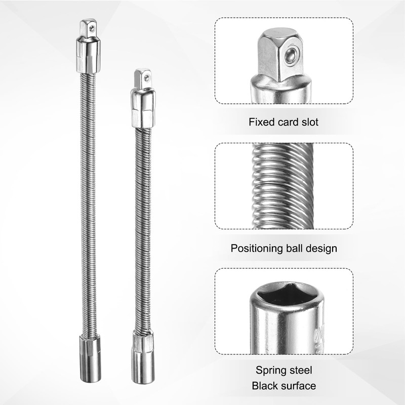 sourcing map 1/4" Drive Flexible Extension Bar Set 6" 8"