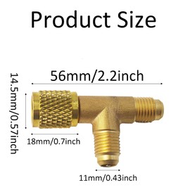 Quick Coupler Access Tee, 1/4 Inch SAE Valve Tee Adapter, Brass Refrigerant for R22 R12 R134 Gauge, Deep Vacuum Pump Manifold