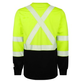 BOCOMAL FR Hi-Vis Shirts 6oz High Visibility Reflective Flame Resistant/Fire Retardant Shirt Men's Safety Shirts