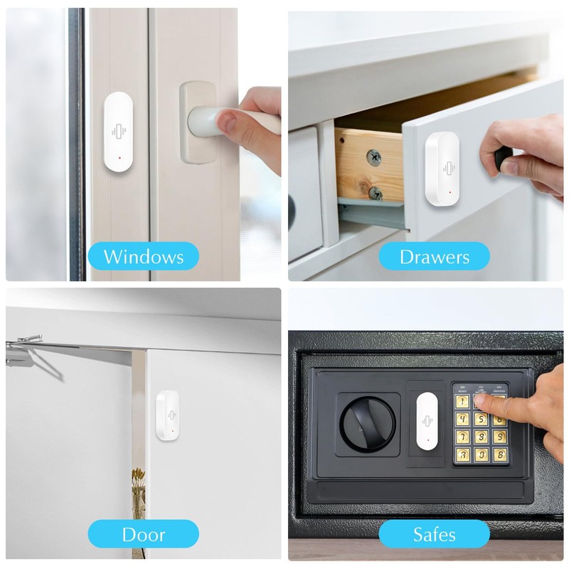 Chatthen WiFi Vibration Sensor, Smart Window Alarm Sensors, Tuya APP