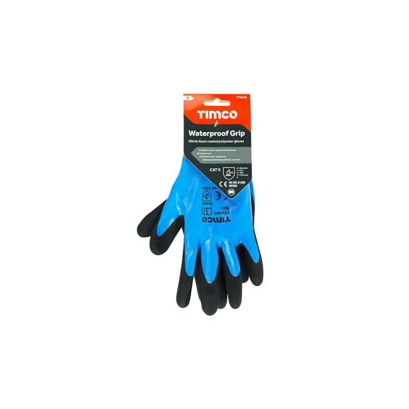 Timco - Waterproof Grip Gloves - Sandy Nitrile Foam Coated