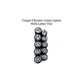 Shop164 5x HW 55 Gasser Wheels w/ Lettered Rubber Tires for 1/64 Chrome Cragar 11/13