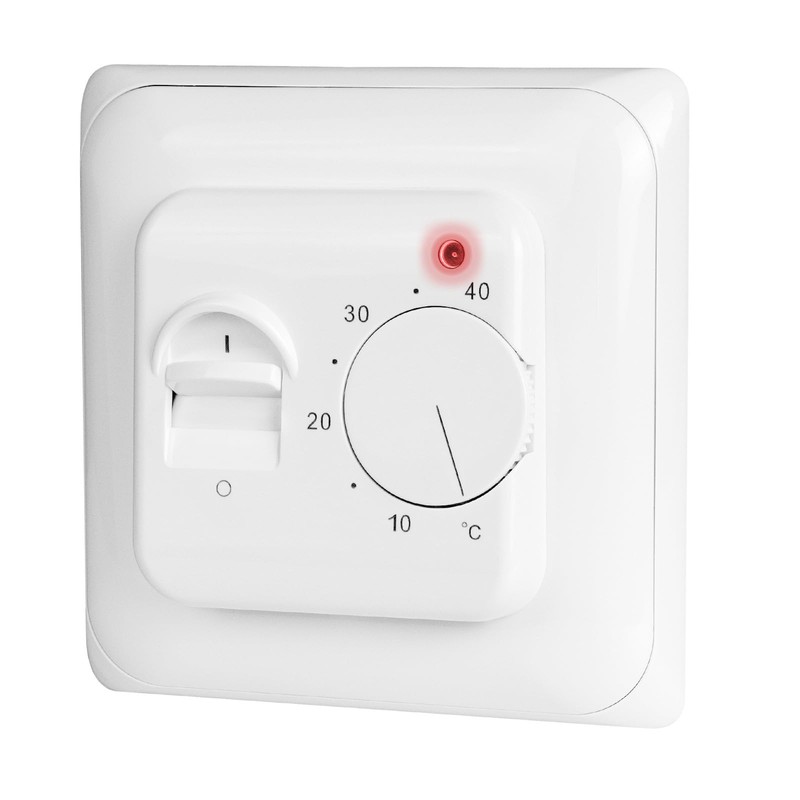 Mi-Heat MST1 Flush-Mounted Room Thermostat with Floor Sensor, White, Thermostat