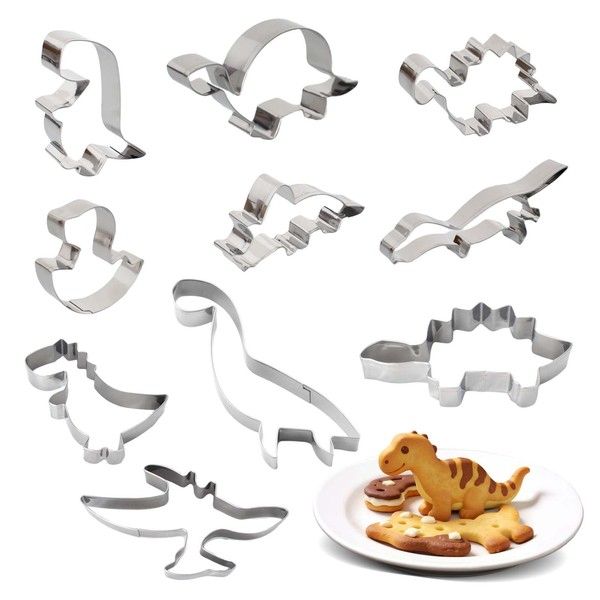 10 Pcs Dinosaur Cookie Cutters Set,Baking Mold for Dinosaur Birthday