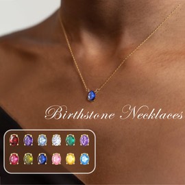 JSJOY January Birthstone Necklace for Women Garnet Necklace Mom Birthday Gifts 14k Gold Choker Necklace for Women Mothers Day Necklace for Women