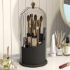 Unbranded Rotating Makeup Brush Holder with Lid Vanity Desktop Bathroom