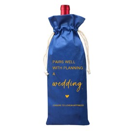 TBITON Wedding Gifts Engagement Gifts for Couple, Wine Bag Wedding Gift for Mr and Mrs, Engagement Gift for Her, Newlywed Gift, Pairs Well with A Planning Wedding(Wedding-Blue)