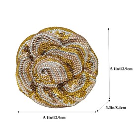 DEBIMY Luxury 3D Rose Flower Clutch Purse for Women Full Crystal Handbag Party Diamond Evening Bag Mini Wedding Purse, Gold