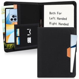 Toplive Zipper Folder A4 Conference Planner Notepad Meeting Appointment Business Wallet A4 Zipper Lightweight Durable - Black