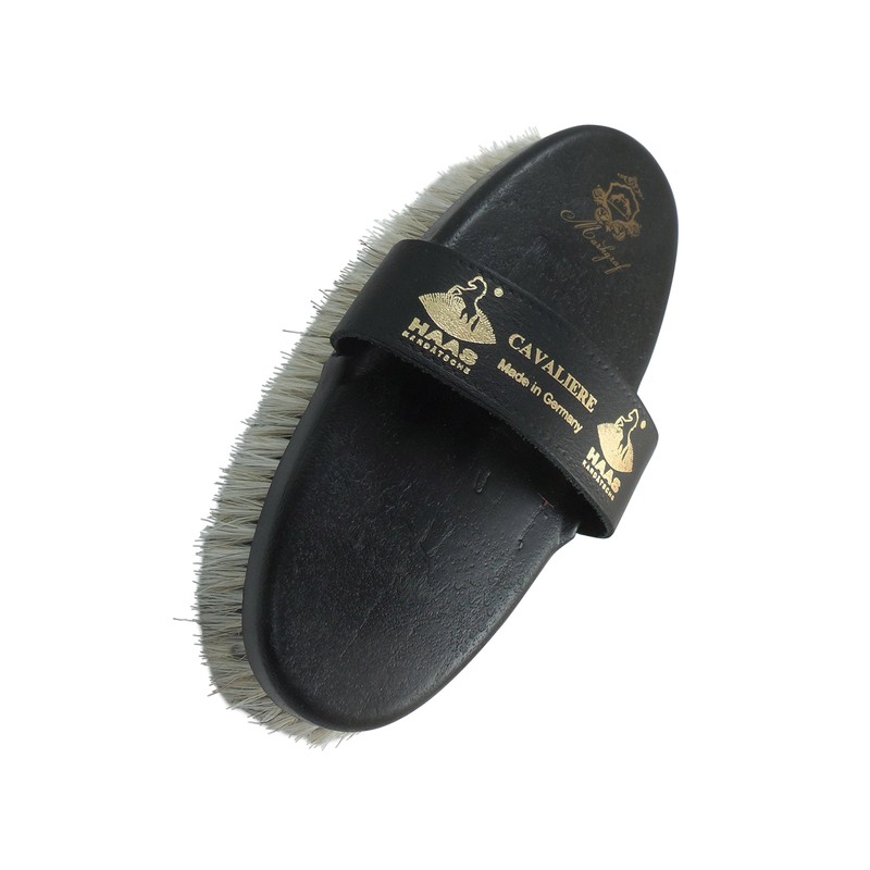 Body brush for horses -Cavaliere- with horse hair longer bristle