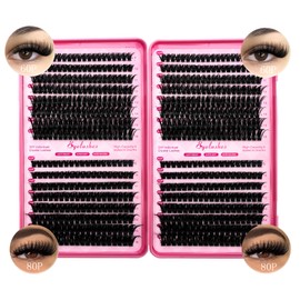 Selawasty Lash Clusters 624pcs Natural Lash Extension Individual Cluster Eyelash Russian Lash Clusters Individual Lashes Eyelash Clusters Natural Look Eyelashes for DIY at Home(9-16MM,60D,80D)