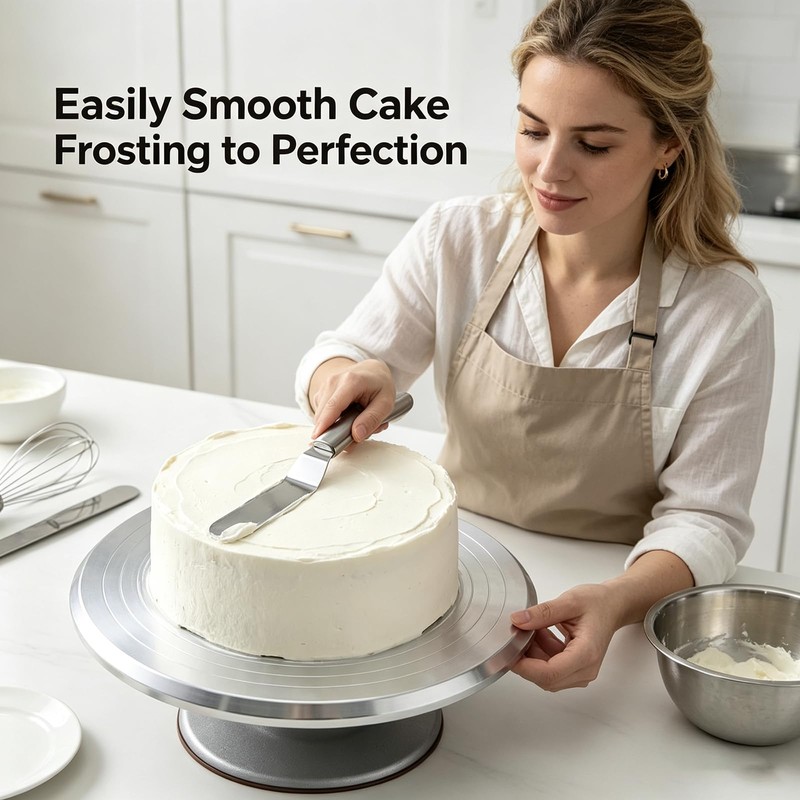 Stainless Steel Curved Icing Spatulas Set 2pc for Home Bakers
