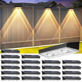 Solar Fence Lights Outdoor, 20 Pack Warm/Neutual/Cool White Solar Powered Wall Lights with Spot Lens, IP65 Waterproof, Backyard Patio Decor for Deck, Railing, Pool, Stair