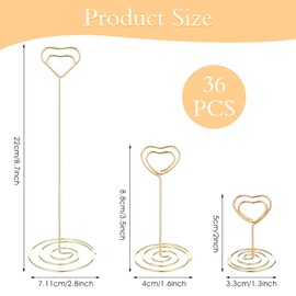 MAQUITA 20pcs Place Card Holder, Table Number Holders, Table Card Holders, Table Number Stands, Wire Table Picture Photo Holder with Heart Shaped Menu Memo Clips for Wedding Favors