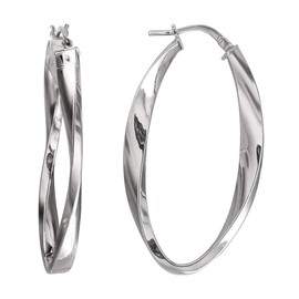 HOT SILVER Sterling Silver 925 Oval Hoop Earrings for Women