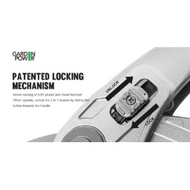 Garden Power Hand Pruner & Shears 2 in 1 Multi-Cutter, Unique Locking Design Allows Switching Between Pruner and Shear Snipping Function. 1/2 Inch Cutting Capacity. Clippers for Garden Hedge & Shears
