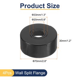 sourcing map 4pcs Shower Arm Flange 70mm/2.8" OD Escutcheon Plate ABS Round Plumbing Cover Plates for 20mm/0.8" Dia Water Pipe Faucet Decoration, Black