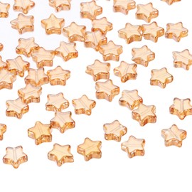 PATIKIL 8mm Crystal Star Beads, 200 Pcs Star Bead Glass Spacers Bead Star Shaped Charm Pendants for Jewelry Making Bracelet Necklace DIY Crafts, Amber Gold