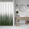 Leowefowa Forest Shower Curtain Green Misty Foggy Pine Trees Nature