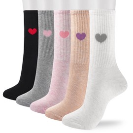 Corlap Women's Crew Socks Ankle High Cotton Fun Cute Athletic Running Socks Gifts For Women (5-Pairs With gifts Box)
