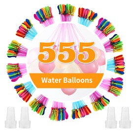 Pack of 555 Water Bombs Self-Closing, Reusable Water Bombs with 4 Tap Connections, Colourful Water Balloons, 60 Seconds Quick Filler, Water Bomb Balloons, for Beaches, Pool Party