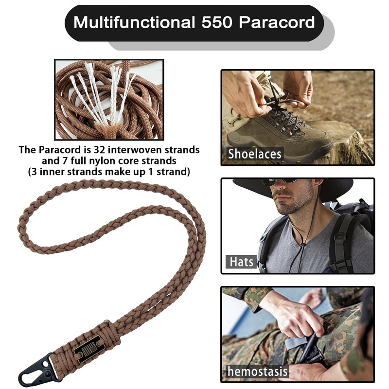 DDOUT Heavy Duty Paracord Badge Lanyard and Keychain with USA