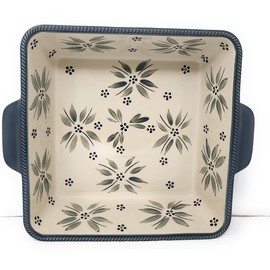 Temp-tations Set-of-2 Square Bakers: 11"x11" (4.5 Qt) & 9"x9" (2.5 Qt), Bake & Serve Set w/Plastic Covers & Wire Racks (Old World Gray)