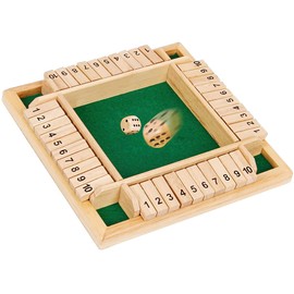ACTOYS Shut The Box Shut The Box Game, Wooden Board Game with 2 Dice, Classic Dice Game, Folding Board Game, Dice Board, Board Games, Maths Games for Children and Adults, 4 Players