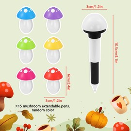 15 Pcs Mushroom Mini Telescopic Ballpoint Pen,Multicolor Mushroom 0.7mm Retractable Ball Pen Smooth Writing Chunky Pens Gift for Kids Student School Office Birthday Party Favor(Random Color)