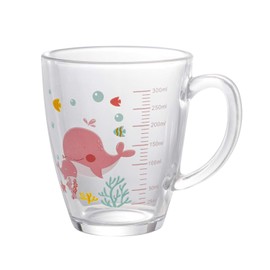 Tumbler with Straw and Lid Kids Cups Water Glasses with Handle Measuring Scale Iced Milk Juice Travel Mug Domestic Reusable Eco-Friendly Cups for Girls Boys Adults 300ML (Whale)