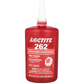 Loctite 135375 Red 262 High Strength Thread Locker, 300 Degrees F Maximum Temperature, 250 mL Bottle
