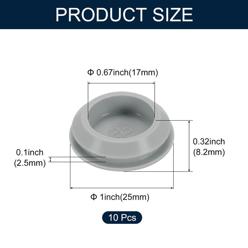 uxcell 10pcs Hole Plug 1 Inch (25mm) Button Plugs, Grey