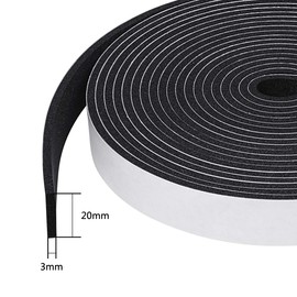 fowong Draught Excluder for Doors, 3 Rolls 20mm(W) x 3mm(T) Total 15M Long, Draught Excluder for Windows, Weather Strip Seal Foam Tape for Anti-Collision, Shockproof, Furniture Protective