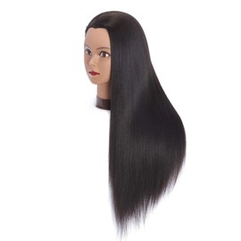 Headfix 26"-28" Long Hair Mannequin Head Synthetic Fiber Hair Hairdresser Practice Styling Training Head Cosmetology Manikin Doll Head with Clamp (6F1919BY0220)