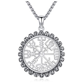 Eusense Viking Jewellery Viking Necklace Gifts 925 Silver Amulet Nordic Mythology Pendant Gift for Men Women Men Mother's Day Father's Day, Sterling Silver, No Gemstone