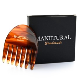 MANETURAL 8DX Pocket Comb- 2.7" Wide Tooth Comb and Travel Comb,Acetate comb, Handmade Saw-Cut and Hand Polished (1 PACK, Tortoiseshell)