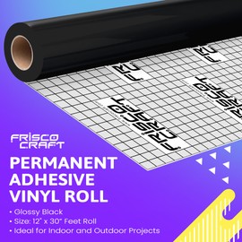 Frisco Craft - Hojas de vinilo permanente de color negro brillante, rollo de vinilo calcomanía impermeable, decoración del hogar, silueta, calcomanías, carteles, interiores y exteriores, resistente a