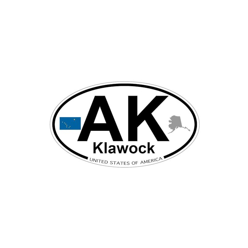 US Decal, Inc. Klawock, Alaska Oval Sticker with State Flag