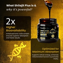 Pure Himalayan Organic Shilajit Resin Extract for Men & Women- 100% Natural Ashwagandha Black Pepper Shilajit Resin for Men Women Gold Ayurvedic,Fulvic Acid 85 + Trace Minerals, 50 Servings, 40 Grams