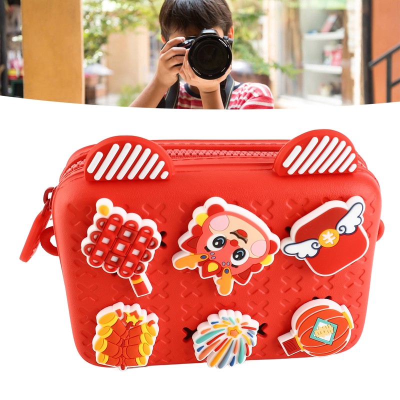 Kids Single Shoulder Camera Bag DIY Cartoon Decors Shock Absorbing