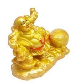 GLOOKS Vastu Feng Shui Potli Laughing Buddha for Good Luck with Money Bag for Home Office Décor