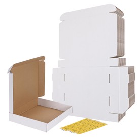 RLAVBL 12x10x2 Shipping Boxes Set of 25, White Corrugated Cardboard Box for Packing, Mailing, Business