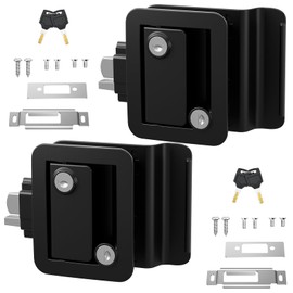 CAMJOKE RV Door Lock Replacement,RV Locks,100% Metal,RV Door Locks,Camper Door Lock,Lighter RV Door Latch with Paddle Deadbolt,Camper Door Latch for Camper Horse Trailer Cargo(4 Alike Keys 2 Locks)