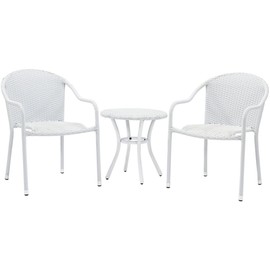 Crosley Furniture KO70060WH Palm Harbor 3-Piece Outdoor Wicker Cafe Seating Set, White