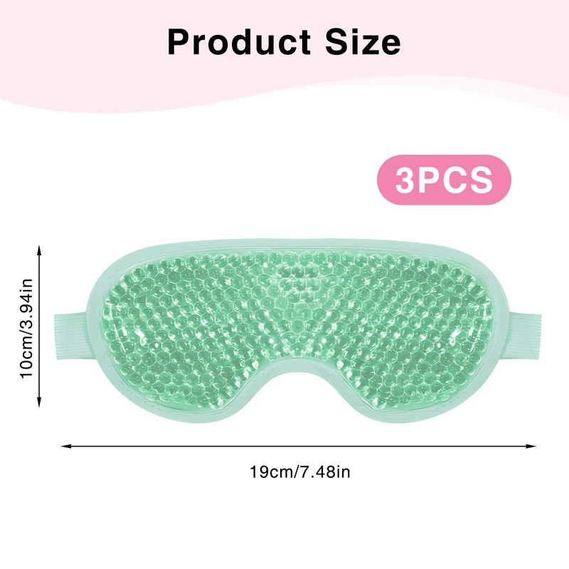 Asheyya 3 Pcs Cooling Eye Mask, Reusable Gel Beads Ice
