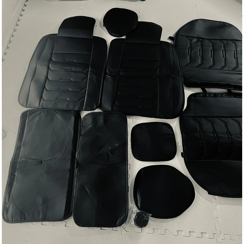 Seat Car Seat Covers Full Set in Solid Black, Front