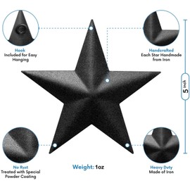 EcoRise Dark Bronze Barn Star – Star Wall Décor, Metal Stars for Outside or Inside of House, Iron Texas Metal Star Rustic Vintage Western Country Home Farmhouse Wall Art Decor(5" (Pack of 6))