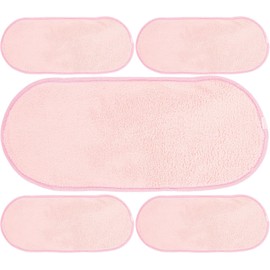 Toallas para Limpiar la Cara Portátiles 5 Piezas Rosa, Coral Fleece Toallita Desmaquillante Portátil, Tela Transpirable y Fácil de Lavar y Secar, para Camping y Viaje