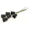 6 Black Half Open Bud Wooden Roses for Crafts Custom